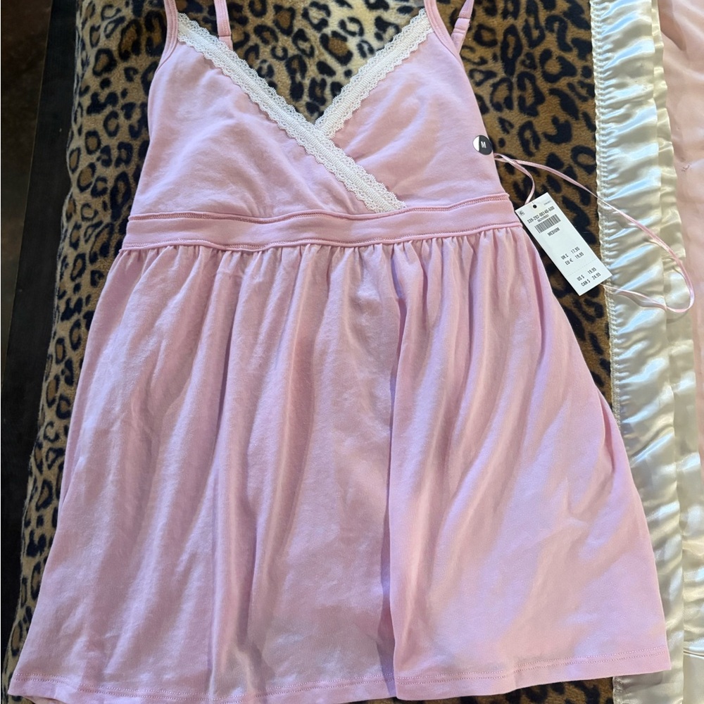 Hollister Pink Lace Trim Babydoll Top